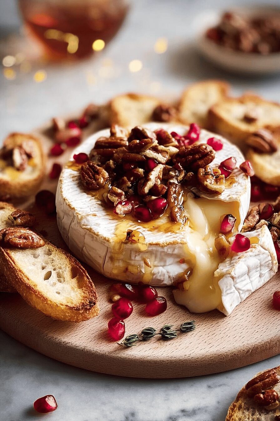 melty brie with pecans pomegranate maple