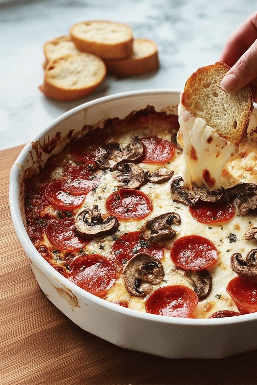 mushroom pepperoni pizza dip