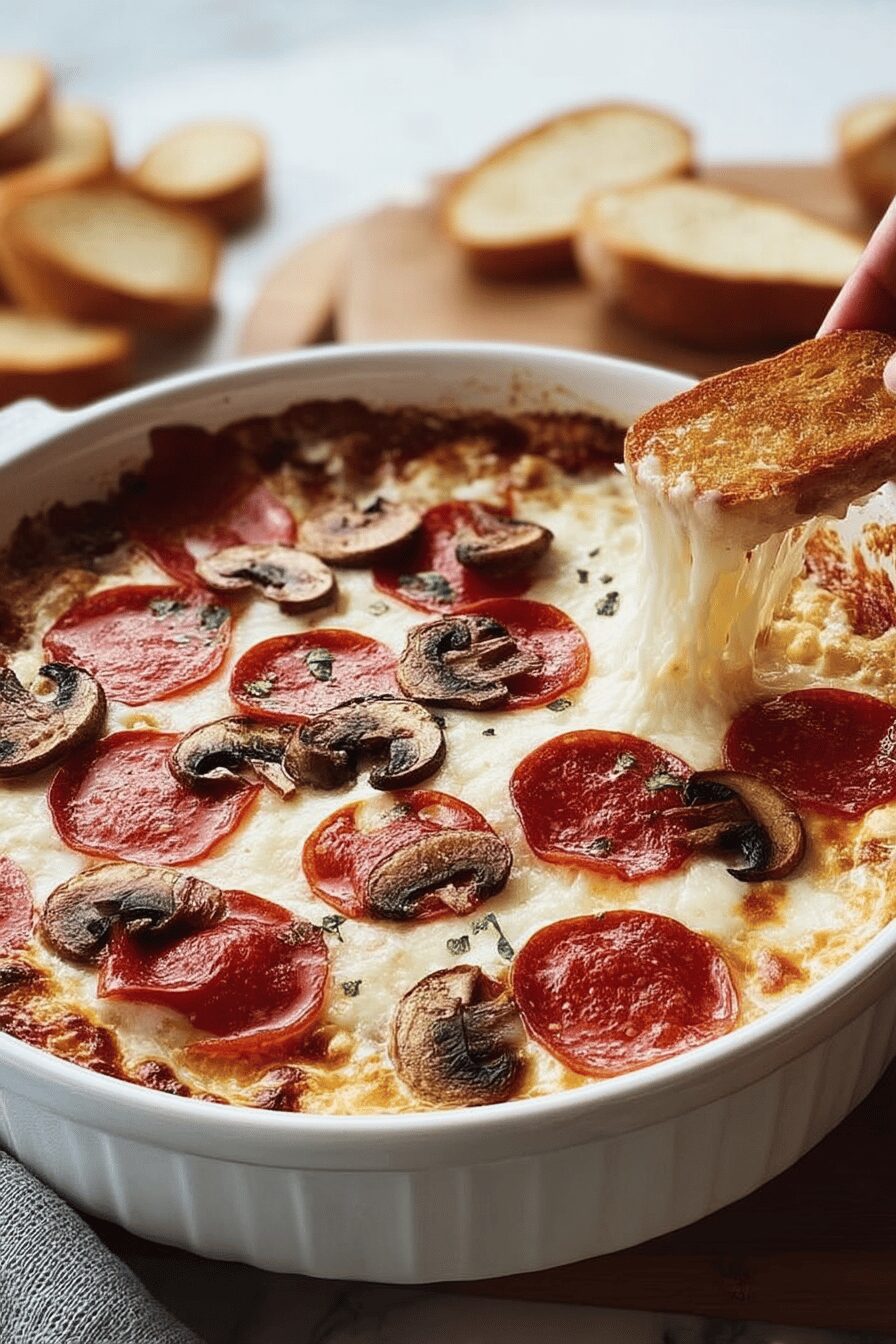 mushroom pepperoni pizza dip