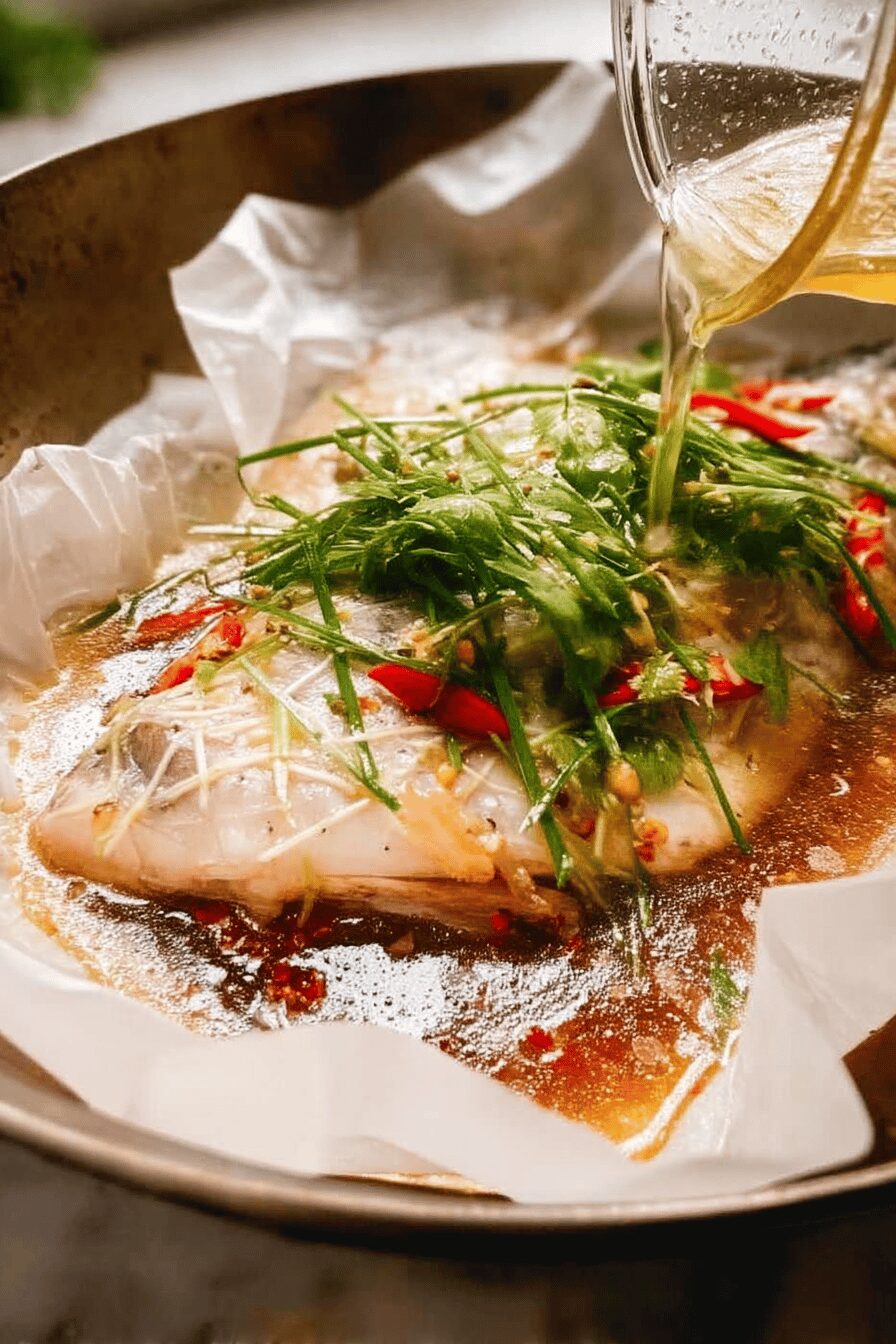 sizzling ginger steamed fish