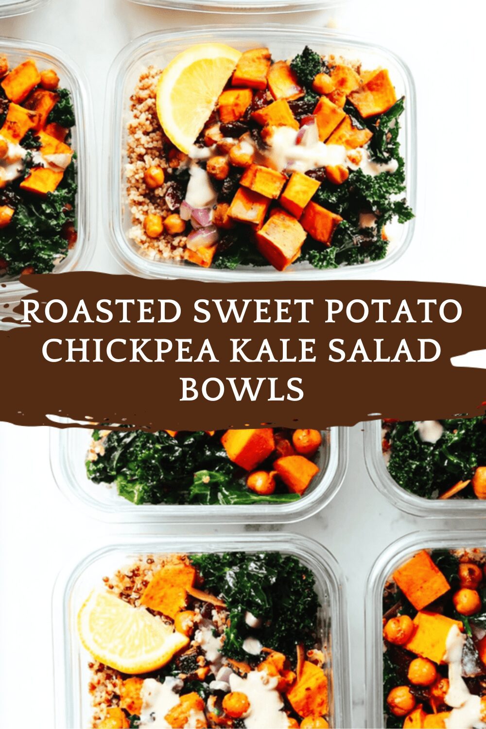 Roasted Sweet Potato Chickpea Kale Salad Bowls