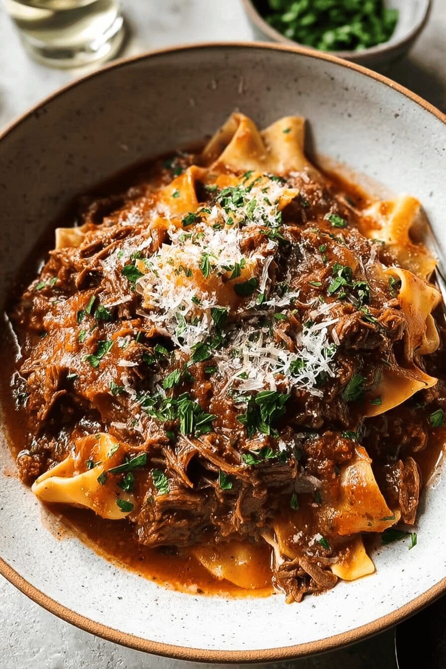 Beef Ragu Pasta Recipe With Slow Cooked Shredded Beef