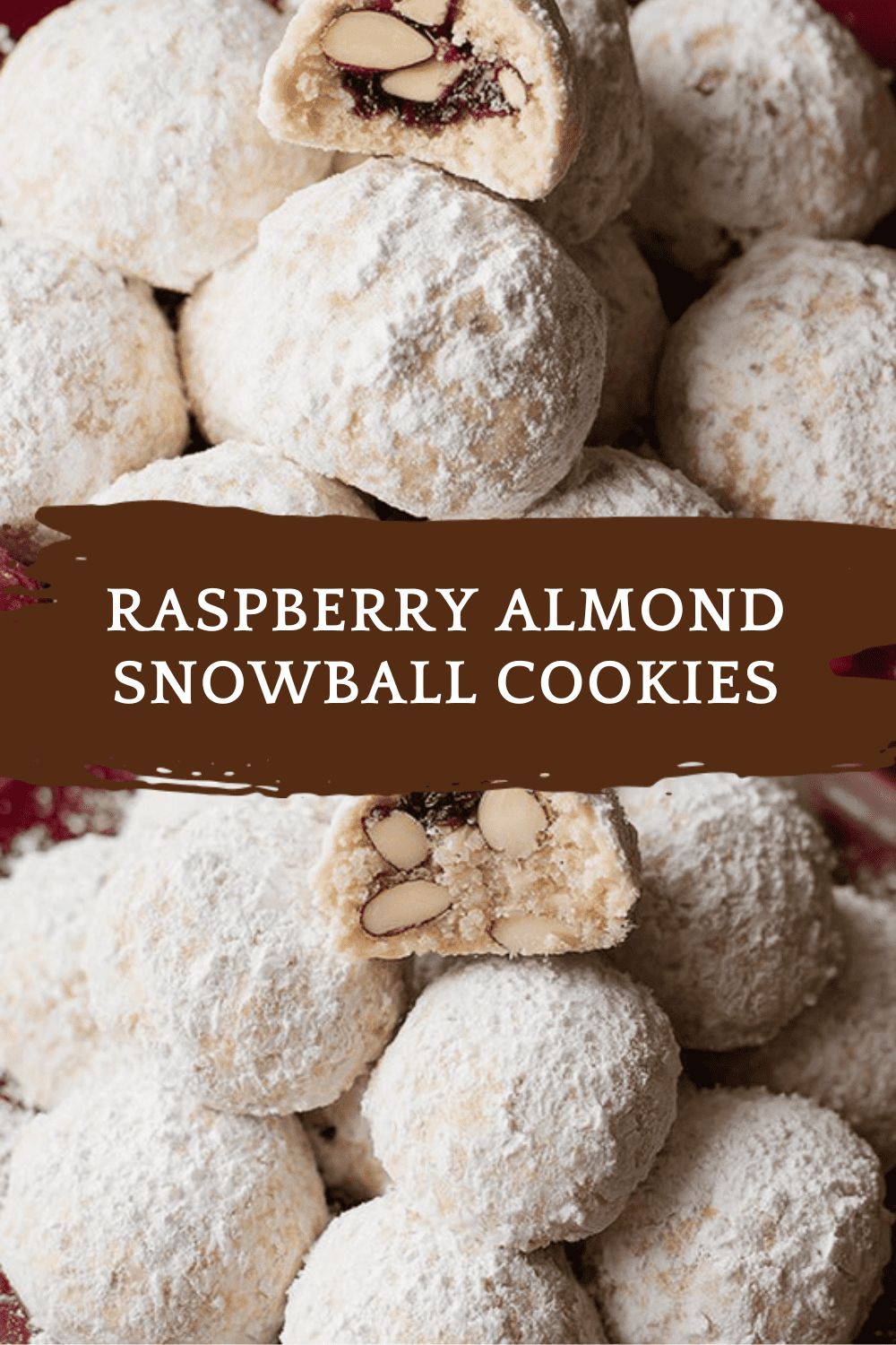 Raspberry Almond Snowball Cookies