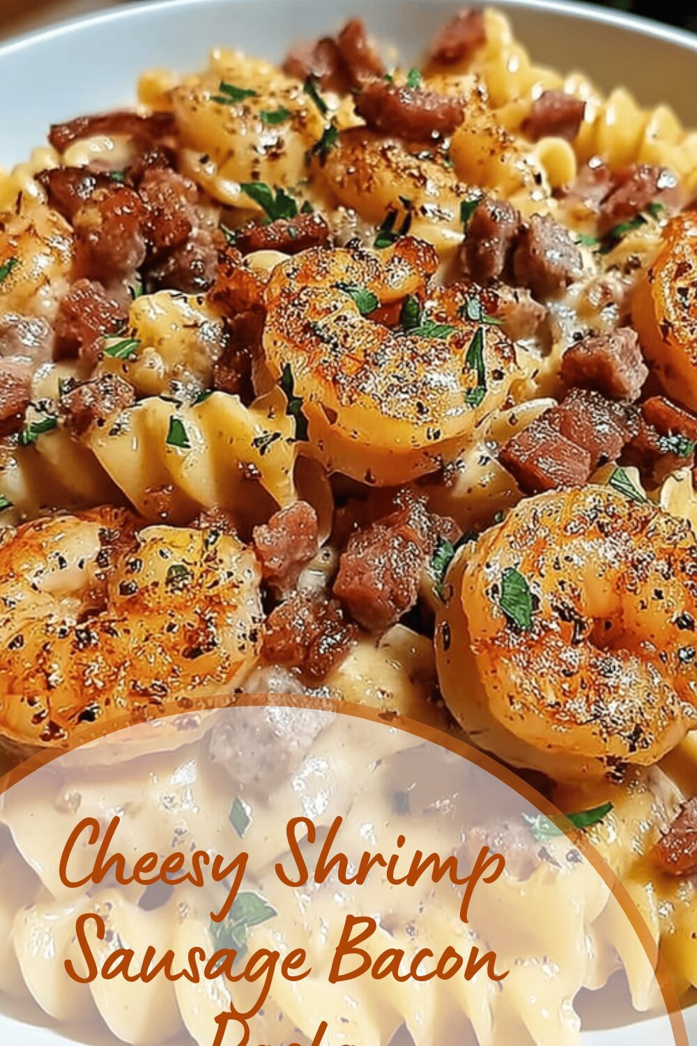 Cheesy Shrimp Sausage Bacon Pasta