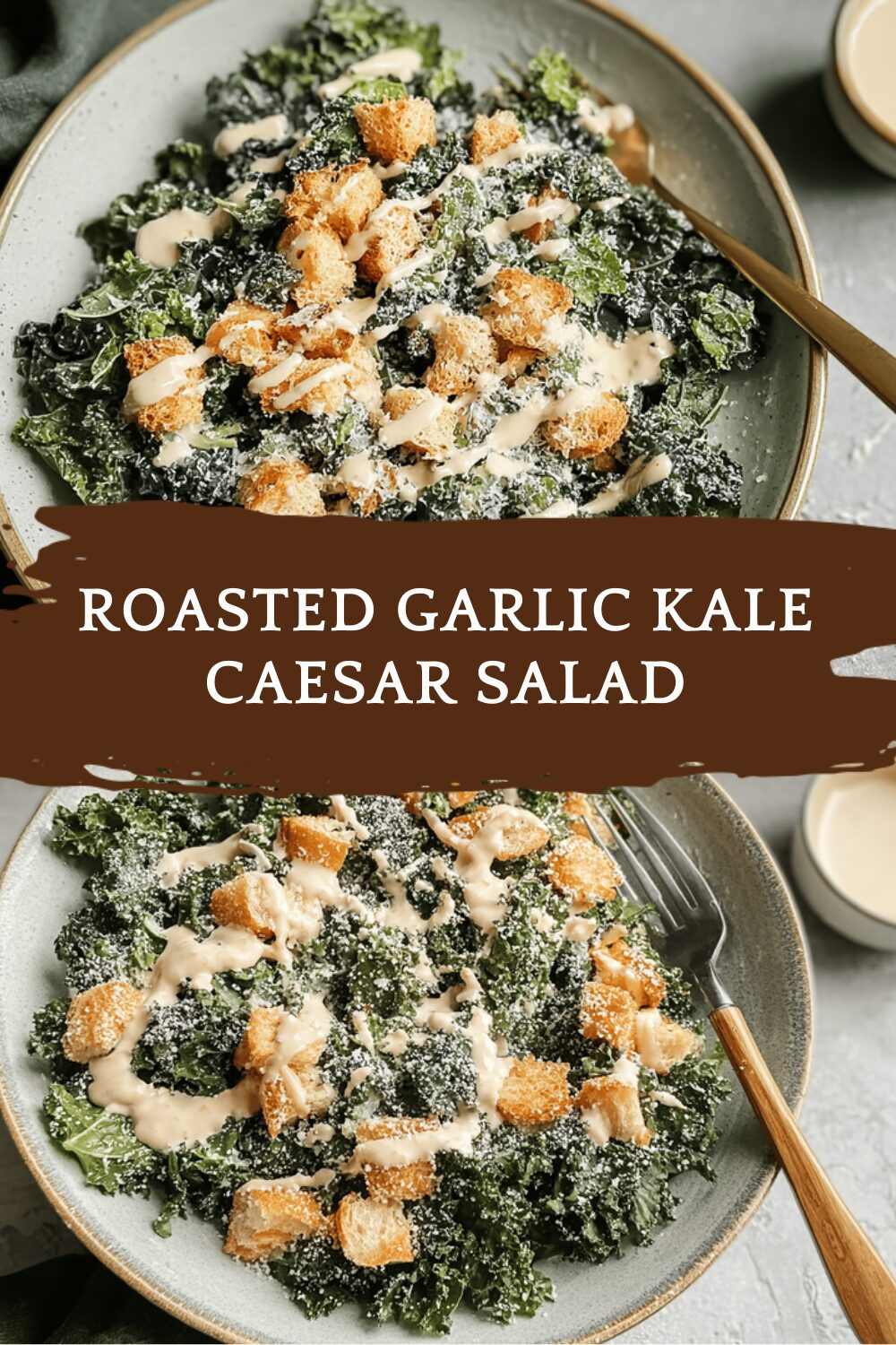 Roasted Garlic Kale Caesar Salad