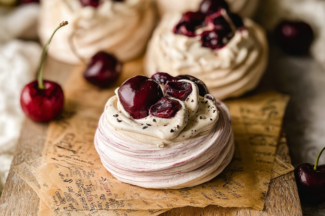 Amaretto Cherry Pavlovas
