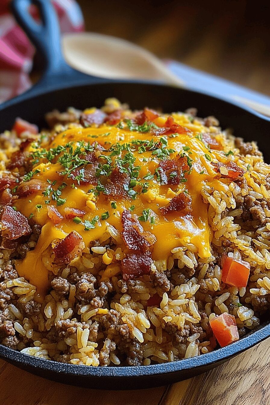 Bacon Cheeseburger Rice Skillet