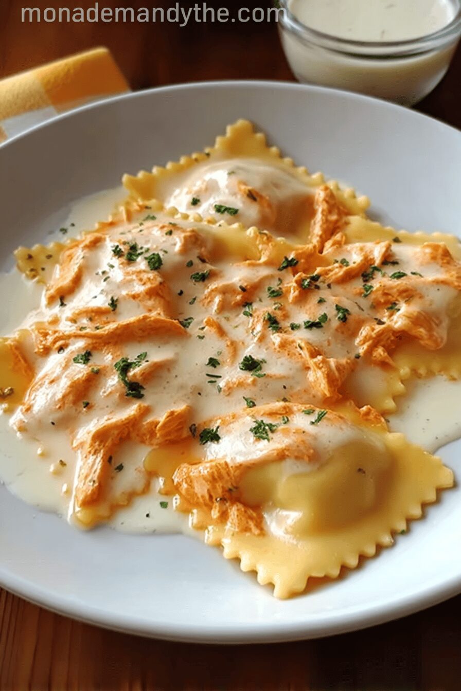 Buffalo Chicken Ravioli Recipe With Creamy Spicy Sauce