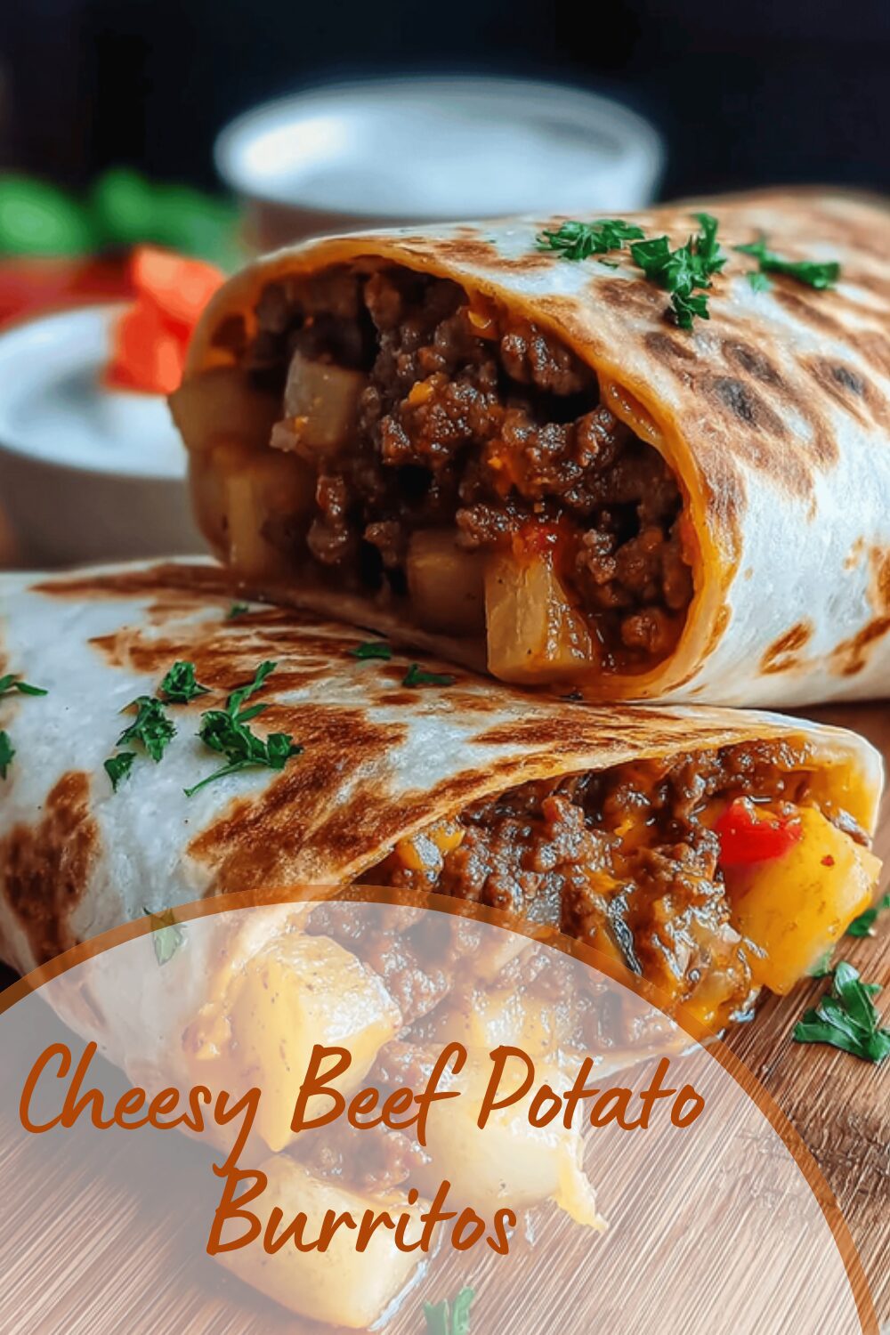 Cheesy Beef Potato Burritos