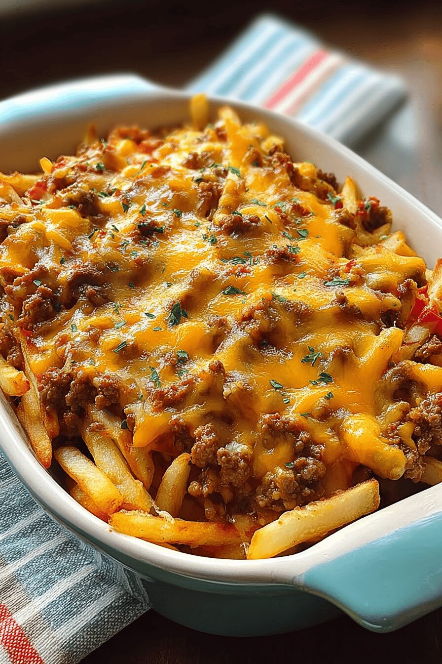 Cheesy Cheeseburger French Fry Casserole
