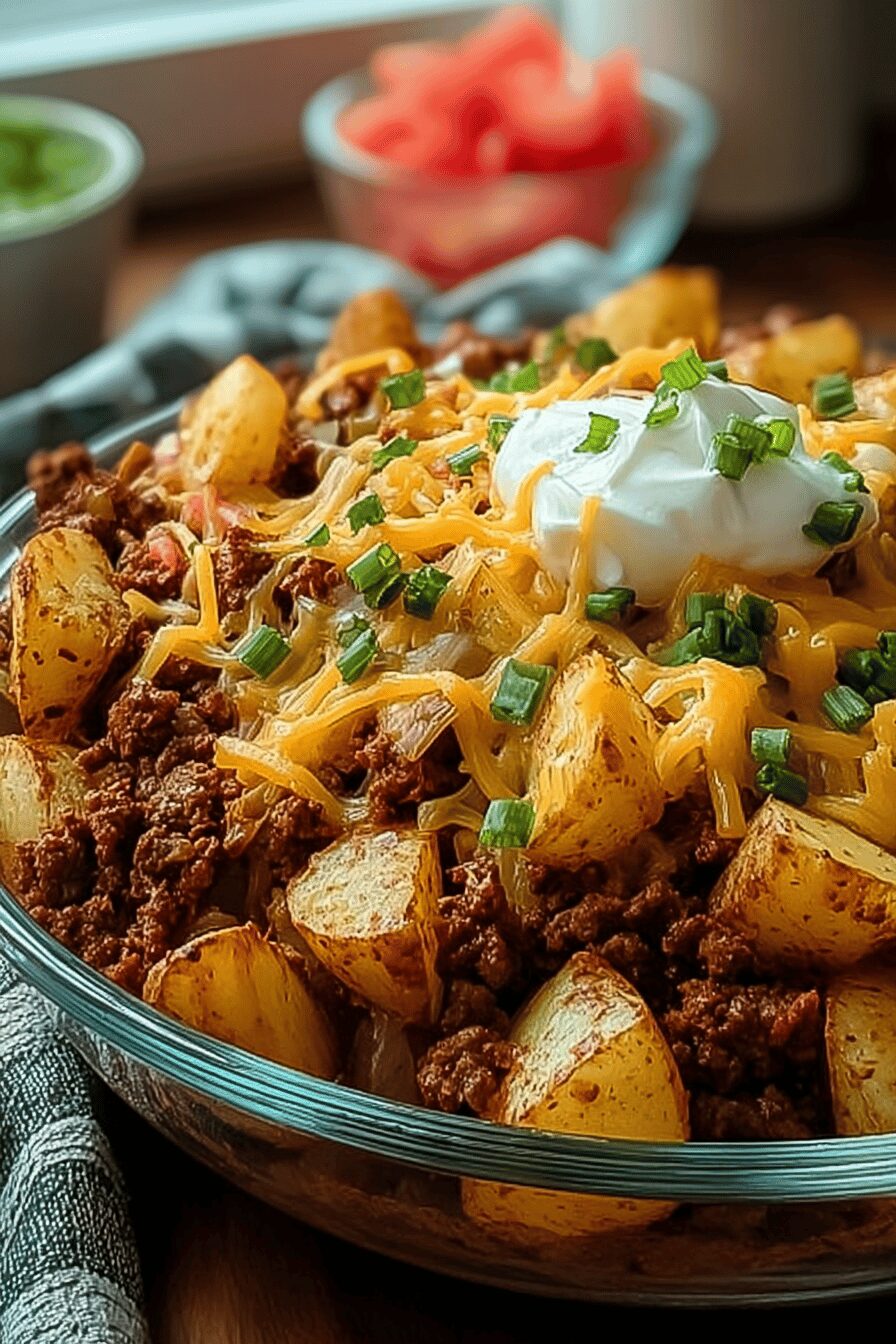 Cheesy Taco Potatoes Bake