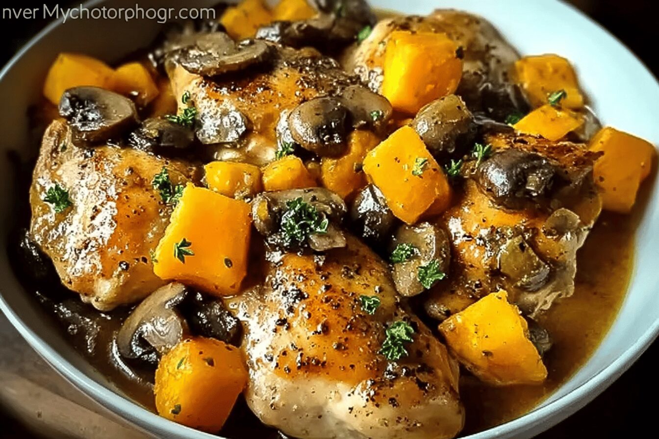 Chicken With Pumpkin And Mushrooms