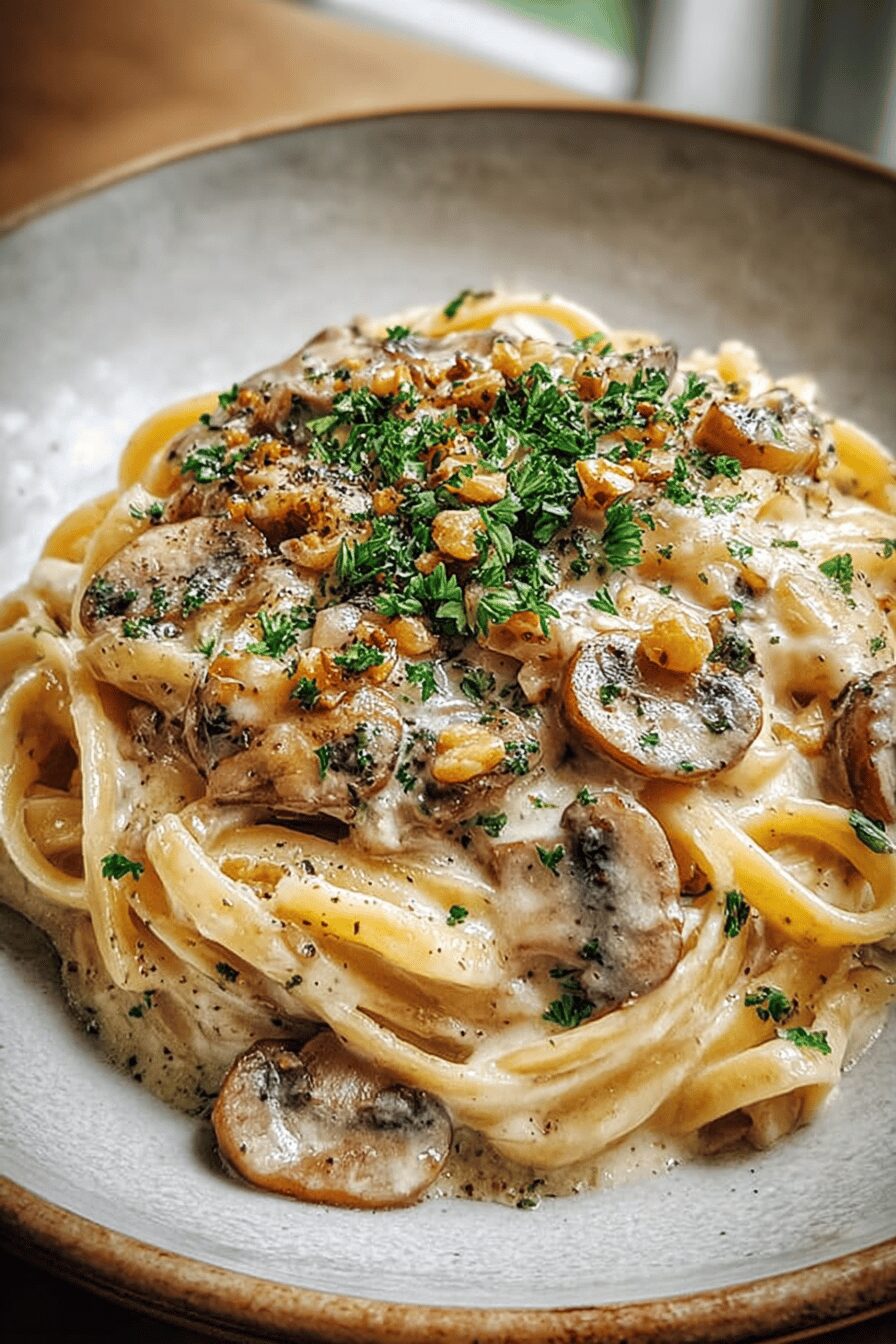 Creamy Chestnut Garlic Pasta