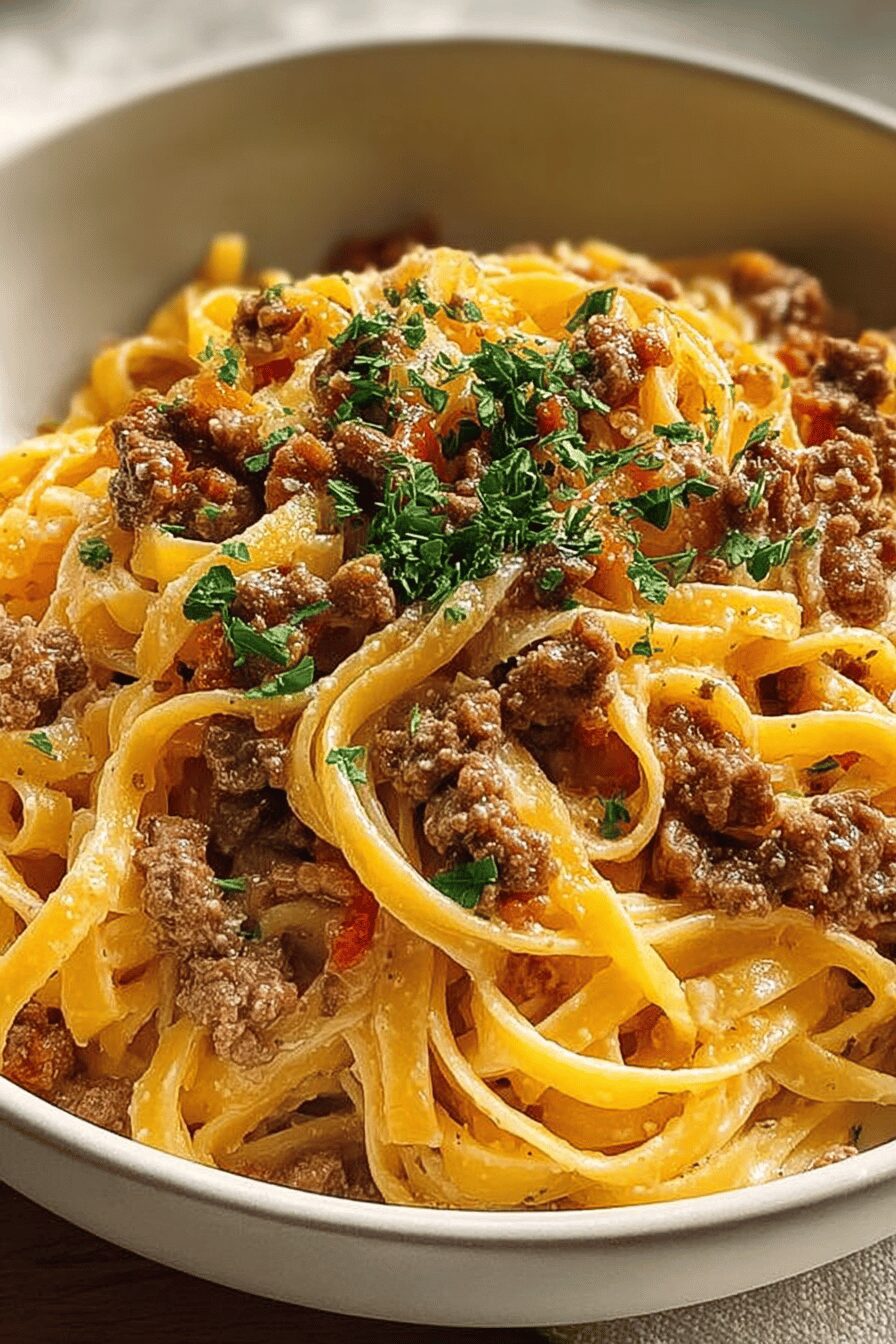 Garlic Butter Beef Linguine
