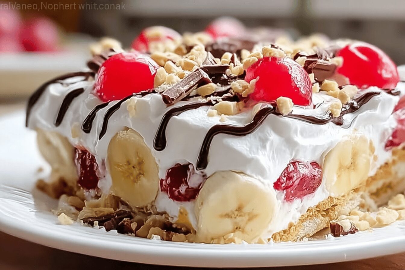 No Bake Banana Split Cake