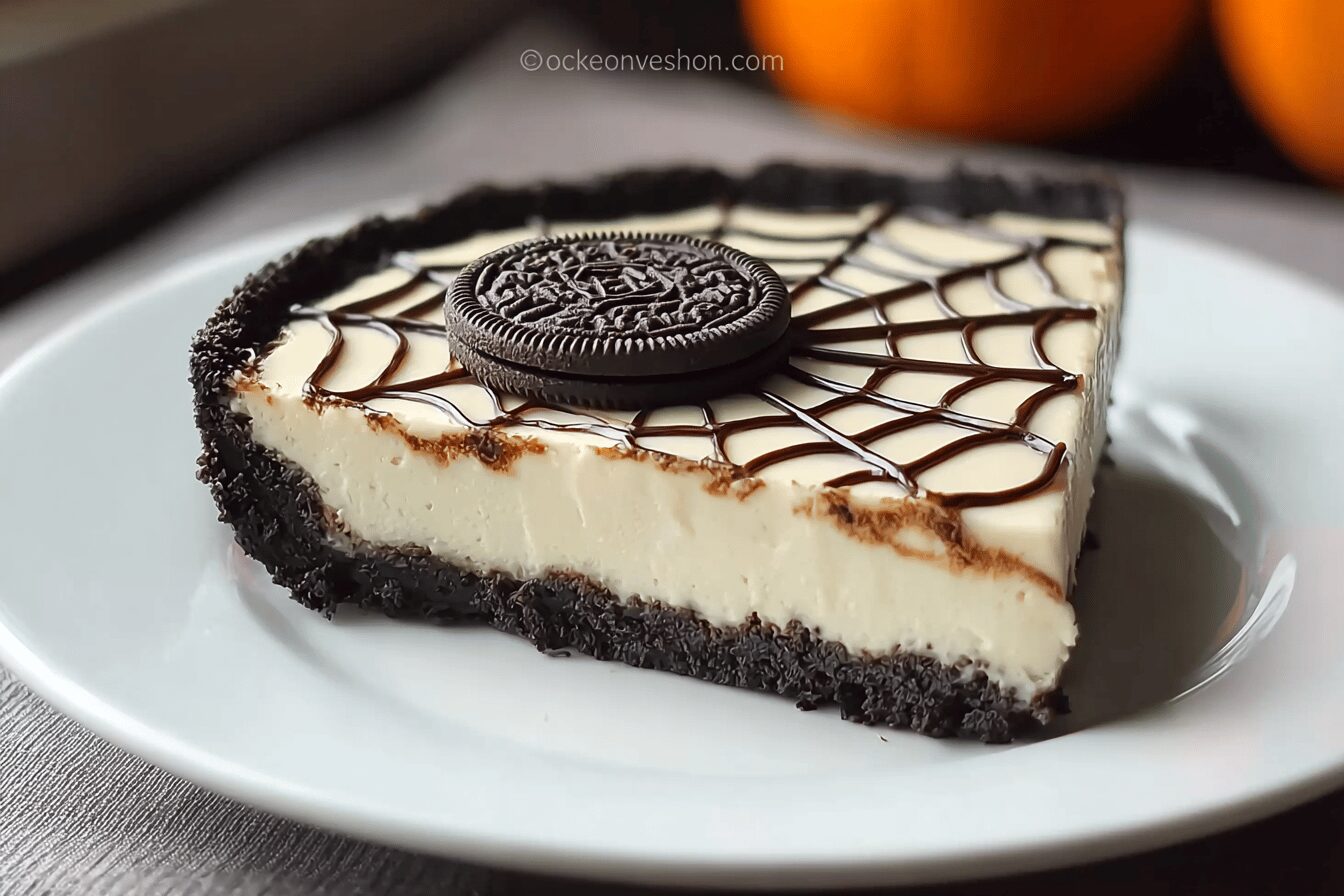 No Bake Spiderweb Cheesecake