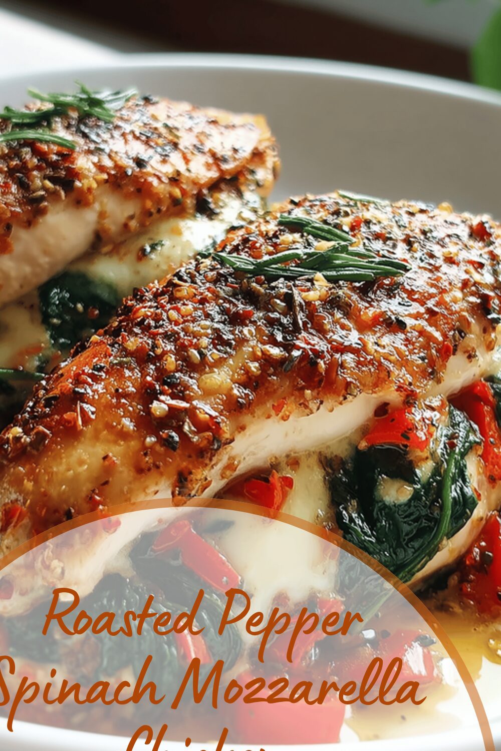 Roasted Pepper Spinach Mozzarella Chicken