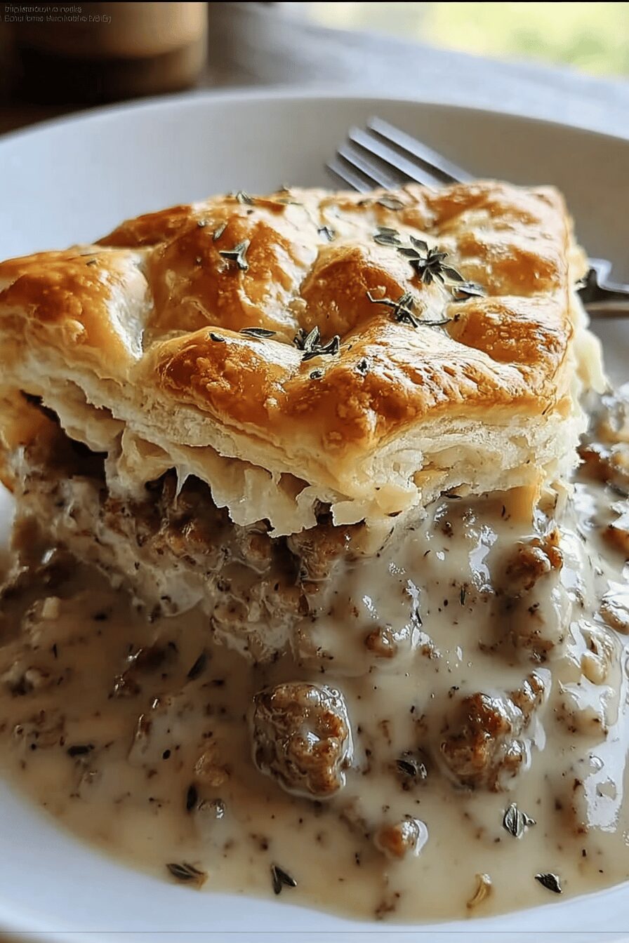 Sausage Gravy Biscuit Pie