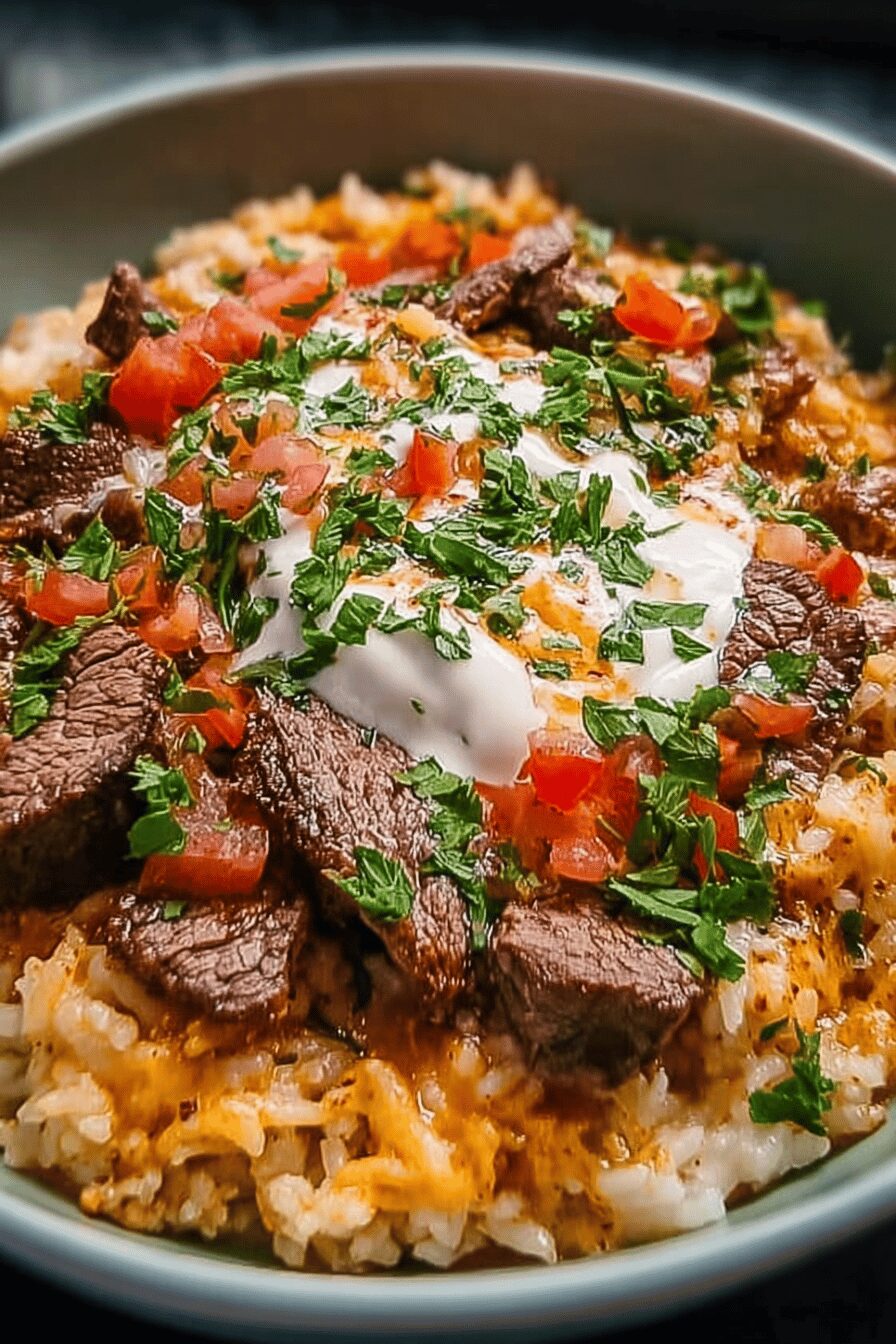 Steak Queso Rice Bowl