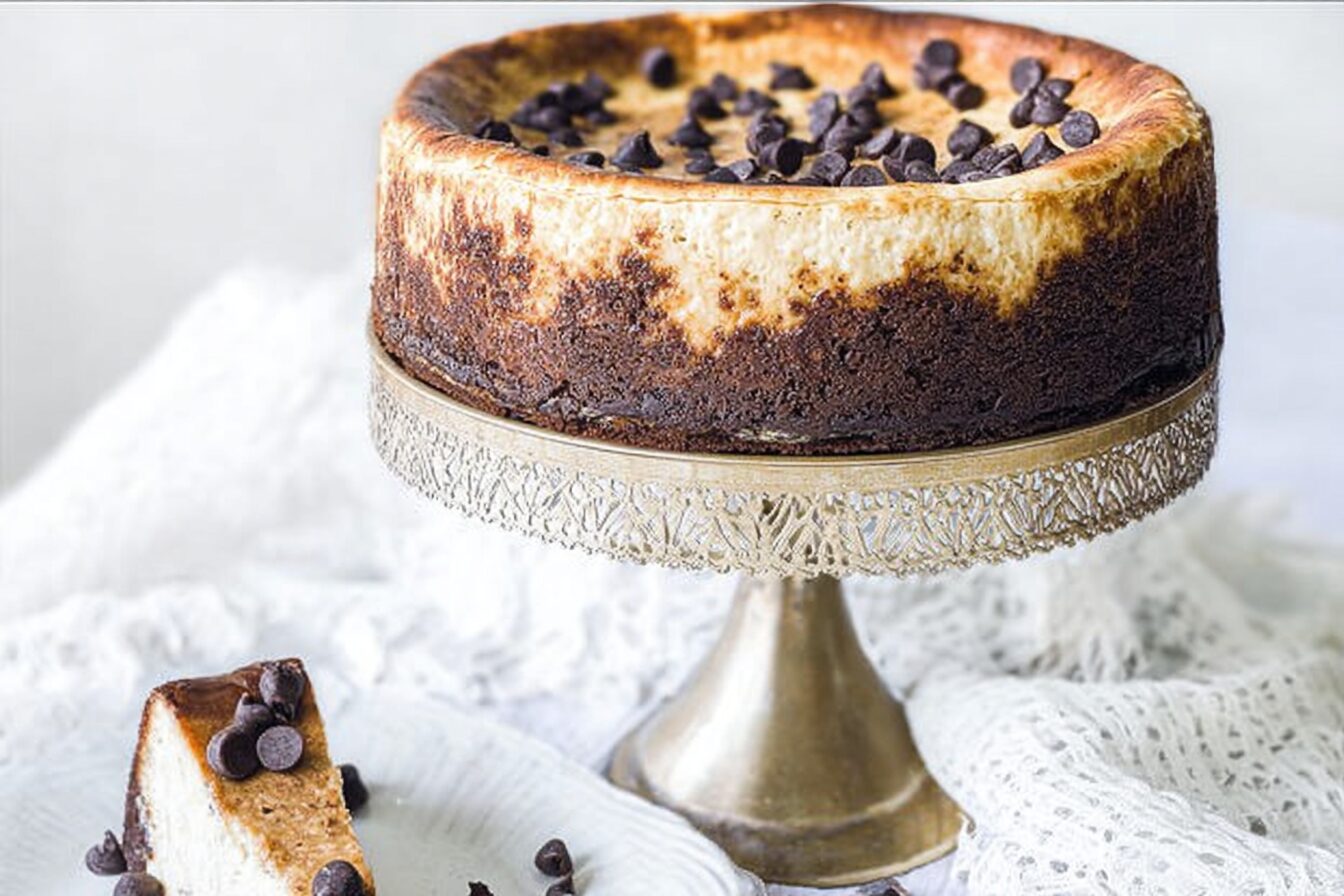 Vegan Brownie Chocolate Chip Cheesecake