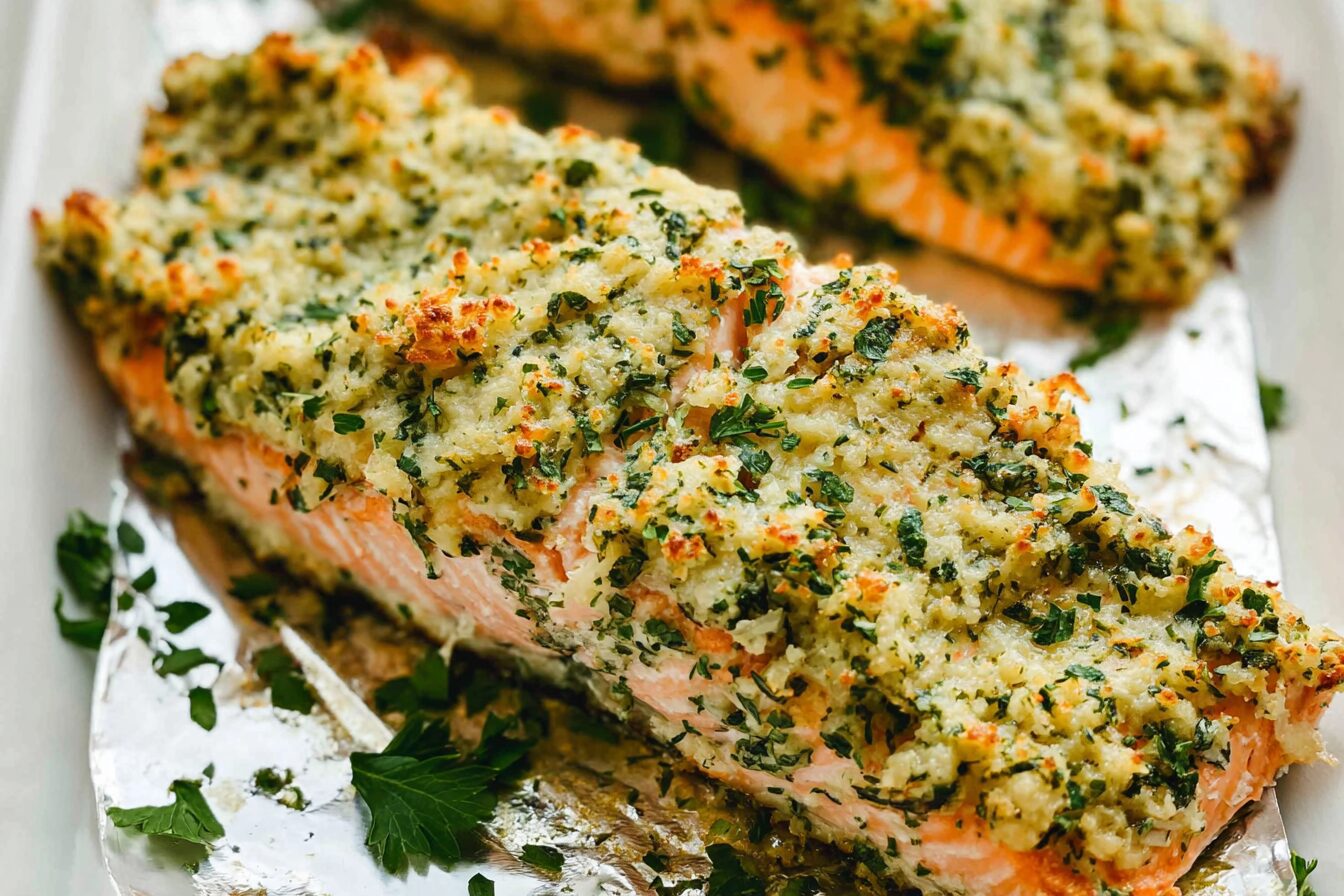 Baked Parmesan Garlic Herb Salmon In Foil