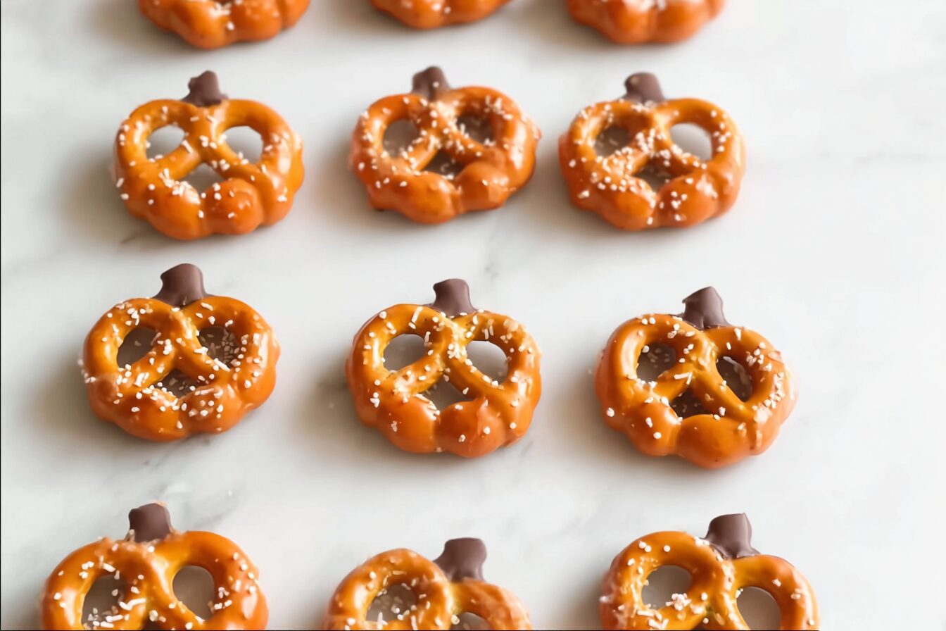 Chocolate Covered Pretzel Pumpkins