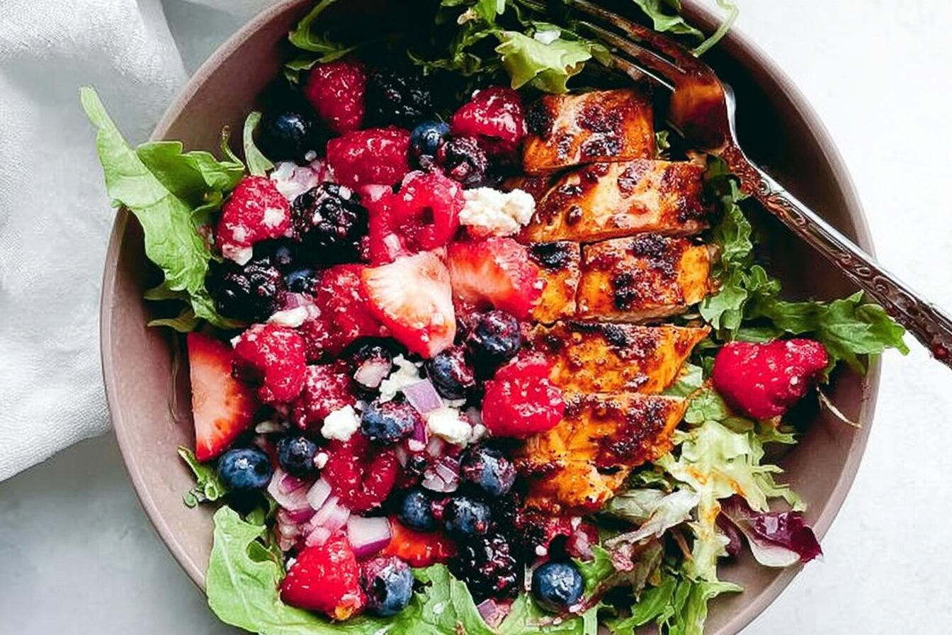 Grilled Berry Feta Chicken Salad
