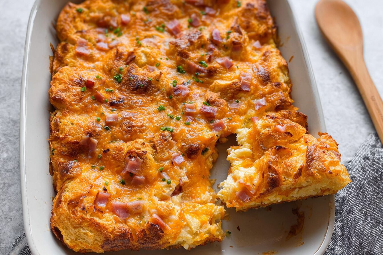 Ham And Cheese Croissant Casserole