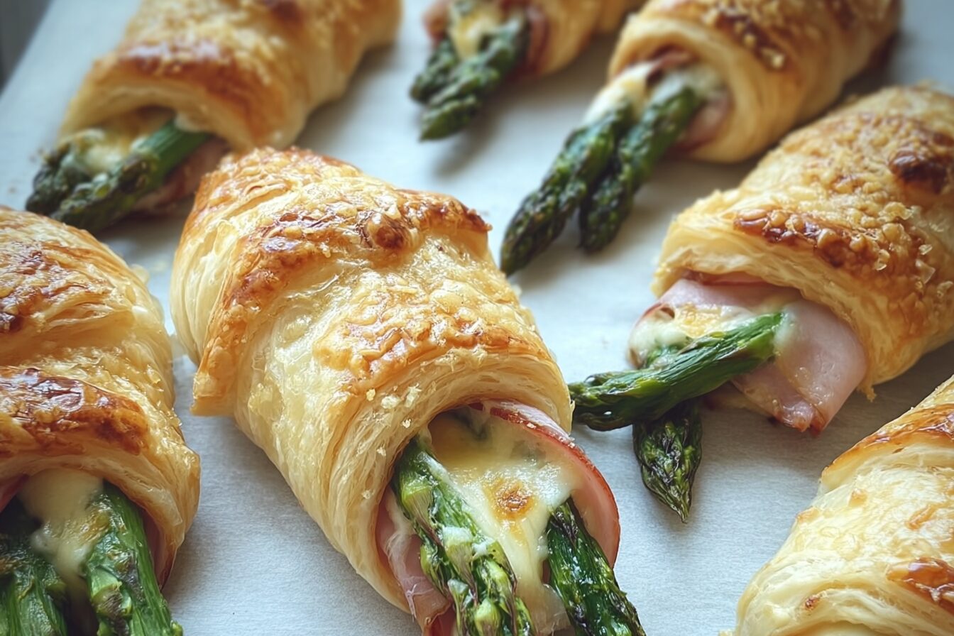 Puff Pastry Asparagus Ham Wraps Cheese