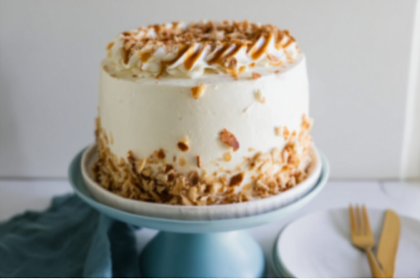 White Chocolate Caramel Pretzel Cake