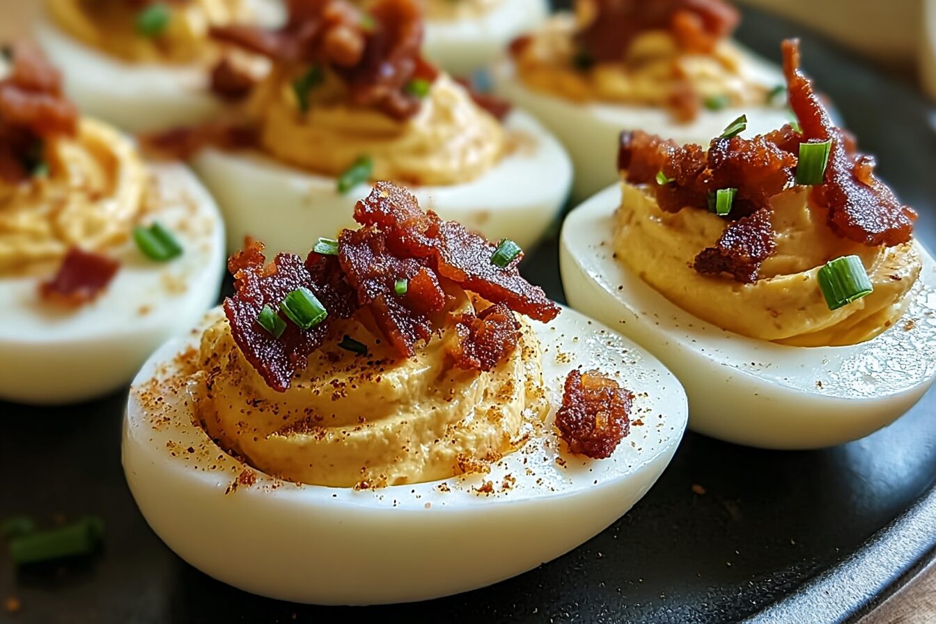 Candied Bacon Deviled Eggs