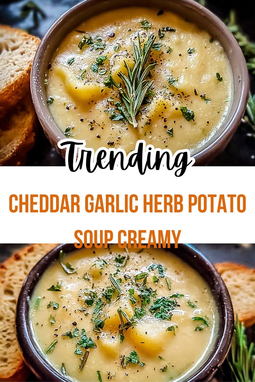 Cheddar Garlic Herb Potato Soup Creamy