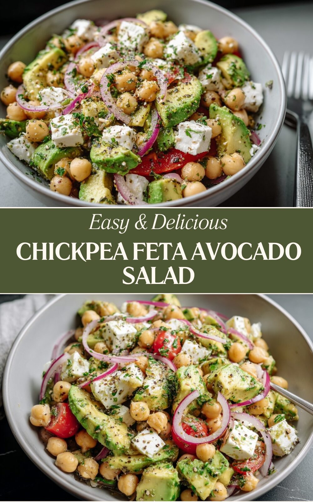 Chickpea Feta Avocado Salad