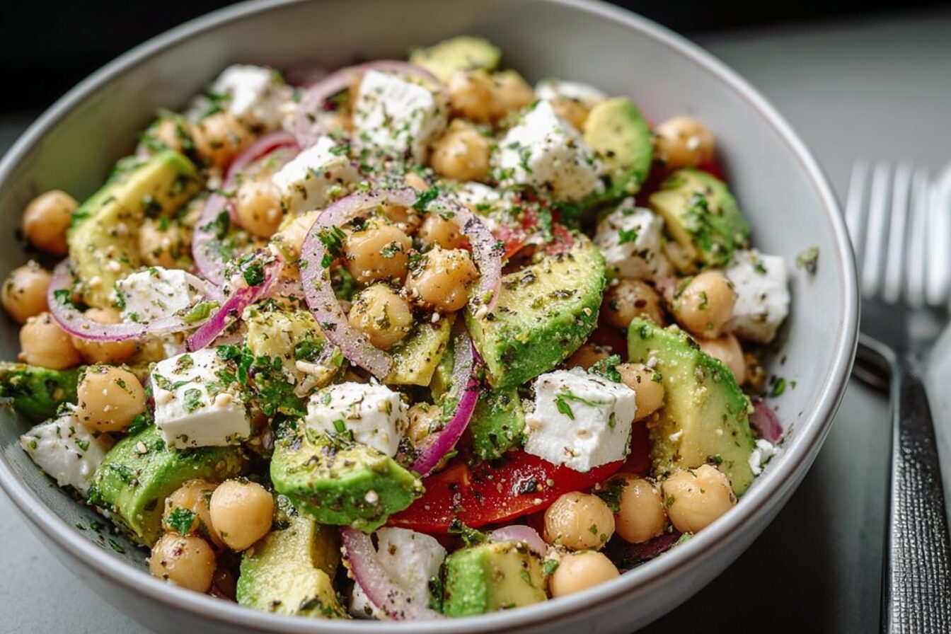 Chickpea Feta Avocado Salad