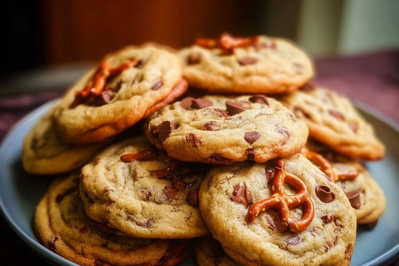 Chocolate Chip Caramel Pretzel Cookies