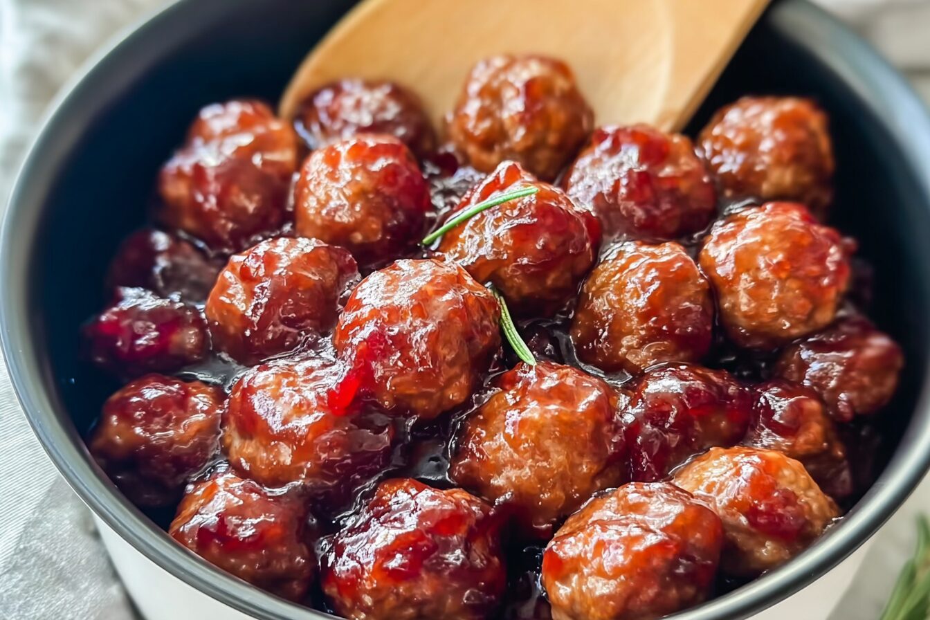Crockpot Christmas Cranberry Meatballs