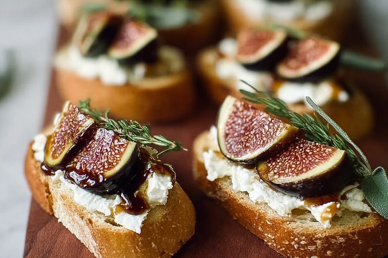Honey Balsamic Fig Burrata Crostini