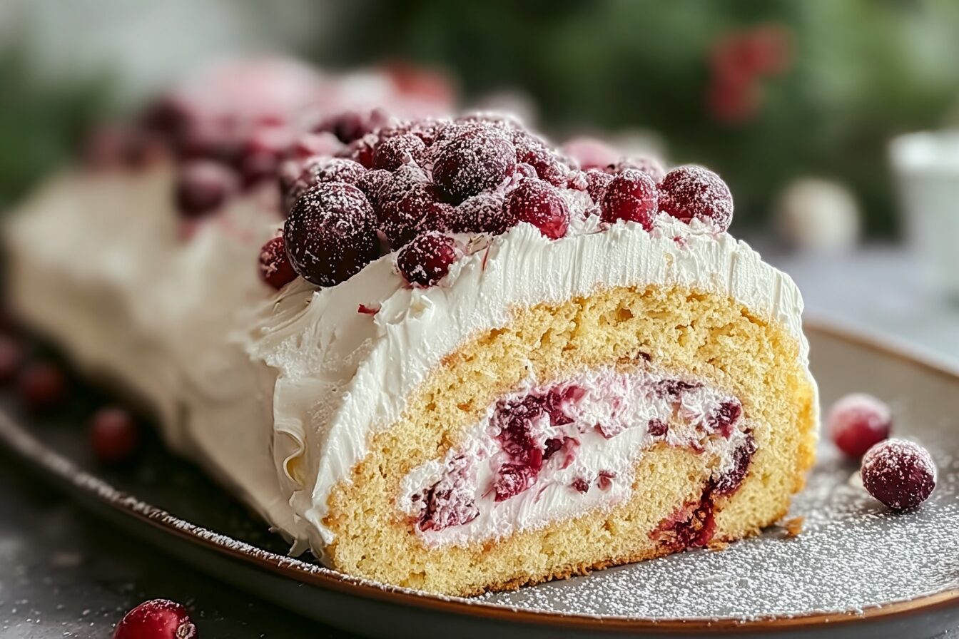 Ladyfinger Cranberry Cake Roll