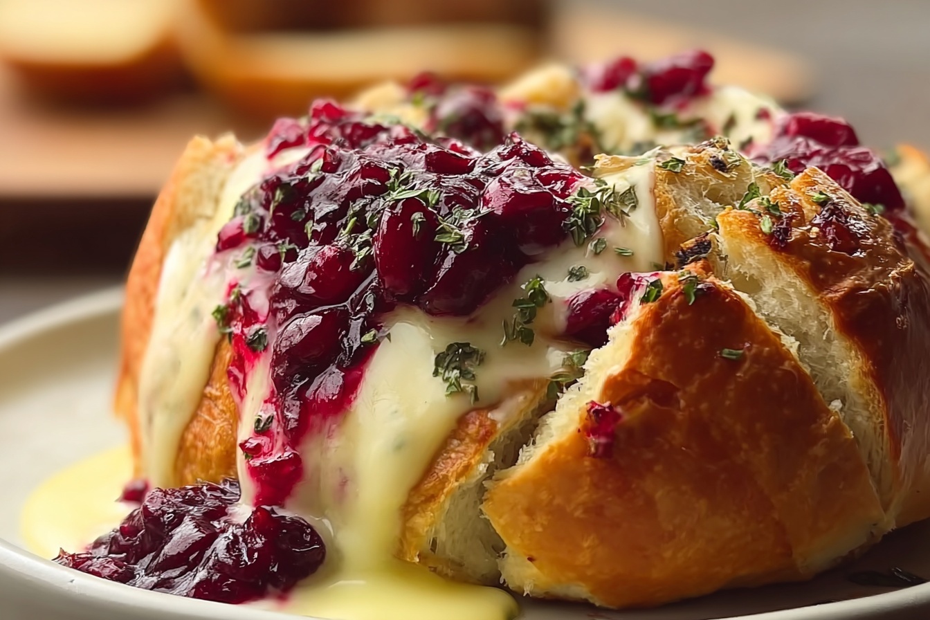 Baked Cranberry Brie Bread Bowl