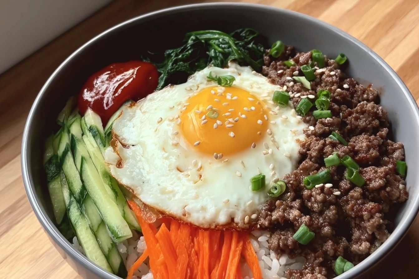 Bibimbap With Ground Beef