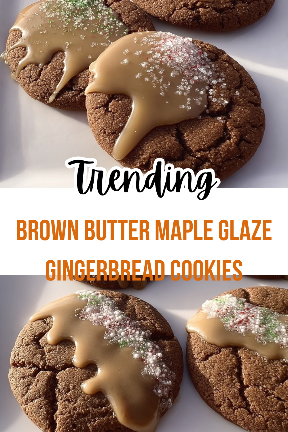 Brown Butter Maple Glaze Gingerbread Cookies