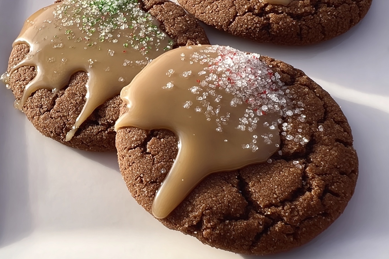 Brown Butter Maple Glaze Gingerbread Cookies