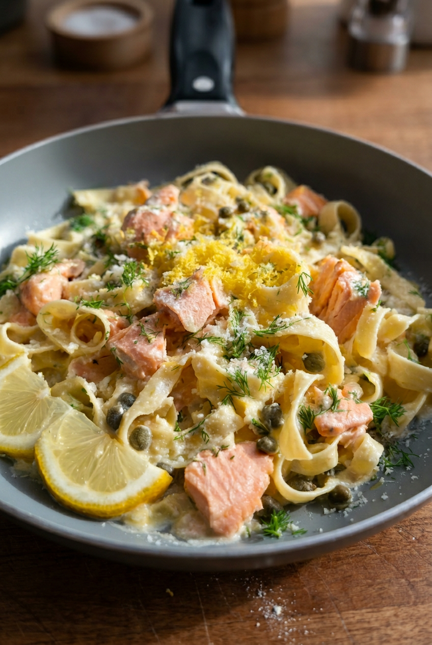 Creamy Lemon Salmon Pasta