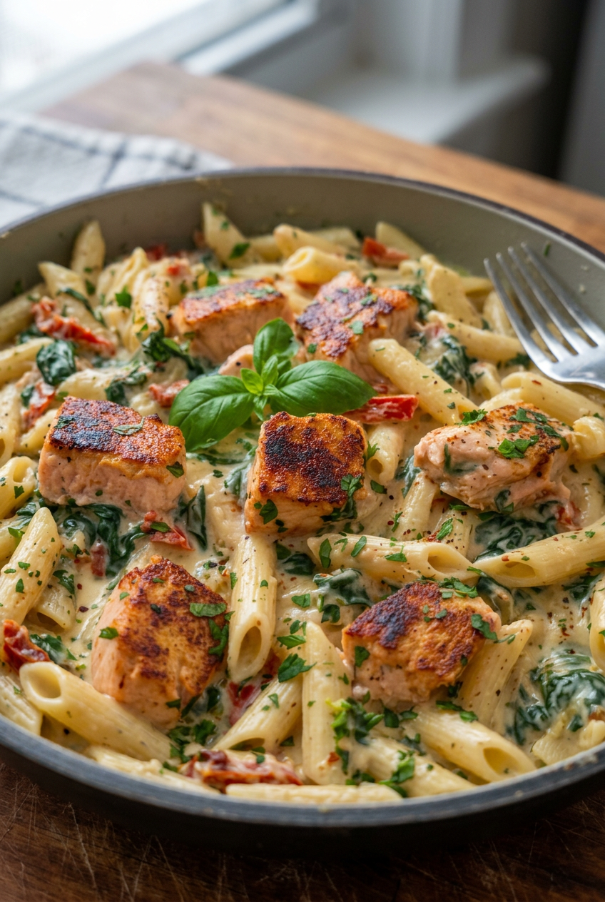 Creamy Tuscan Salmon Penne