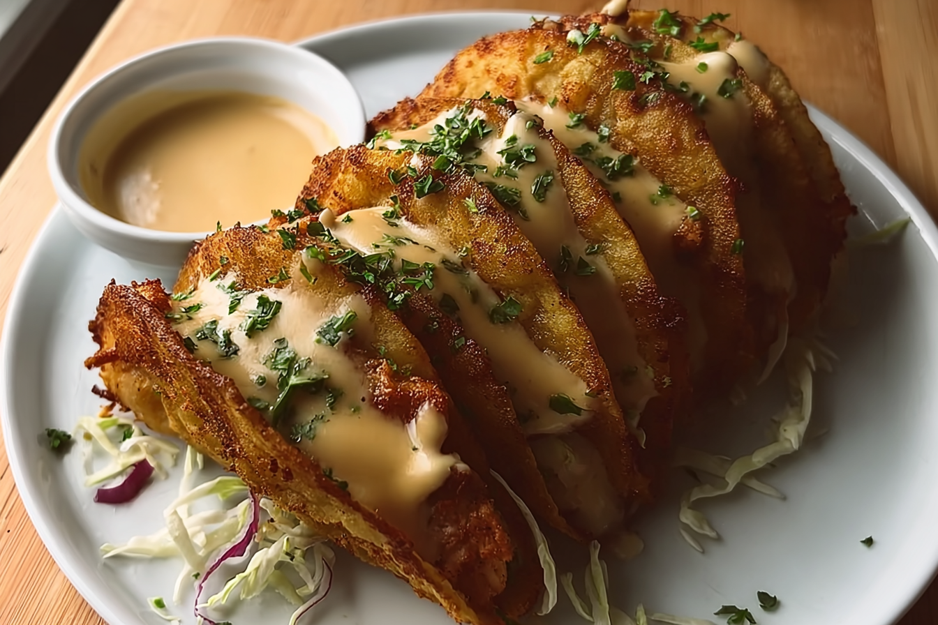 Crispy Chicken Alfredo Tacos