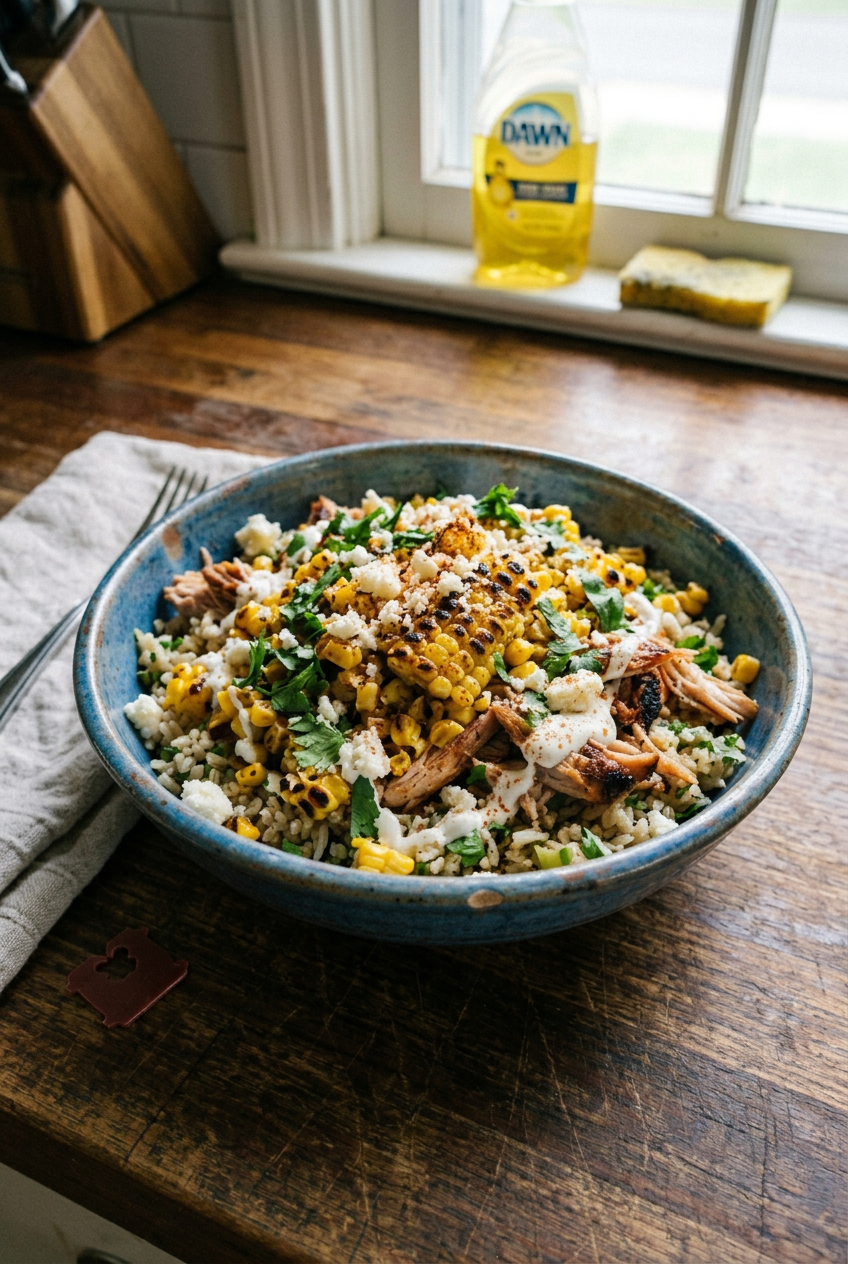 Street Corn Chicken Rice Bowl