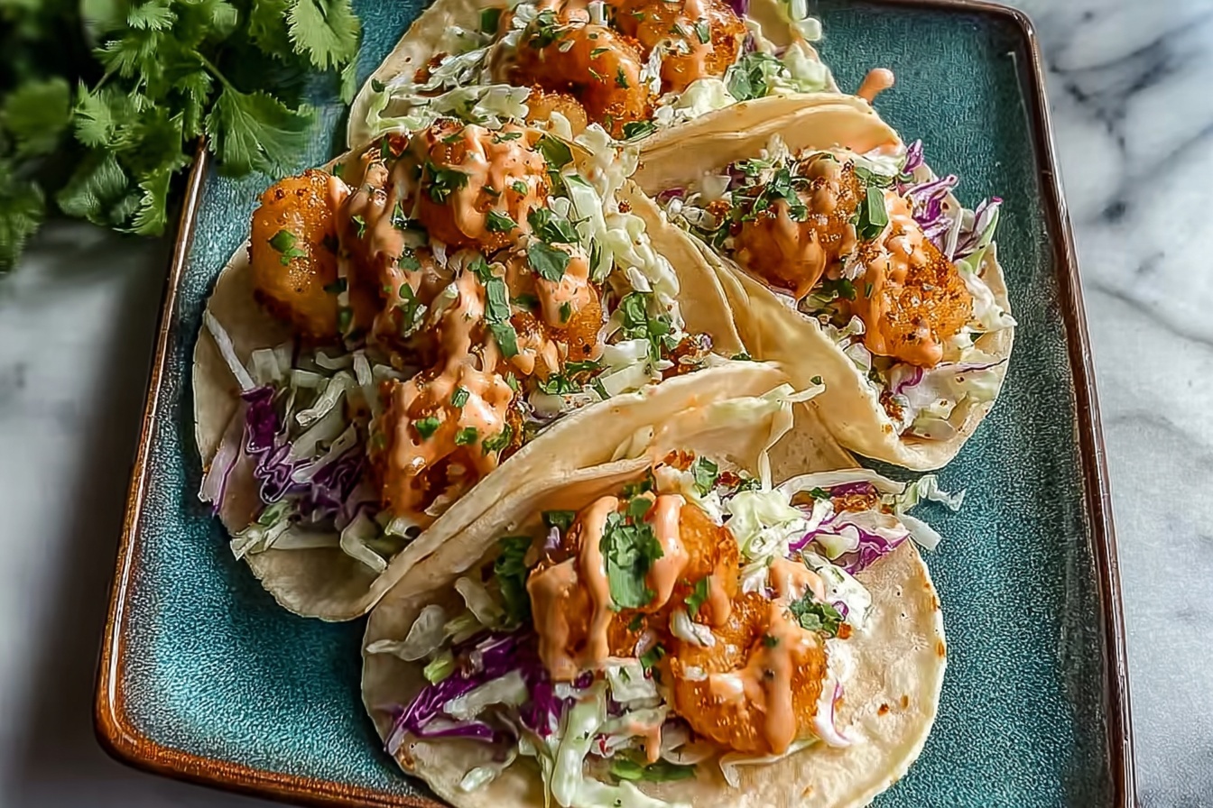 Bang Bang Shrimp Tacos With Slaw