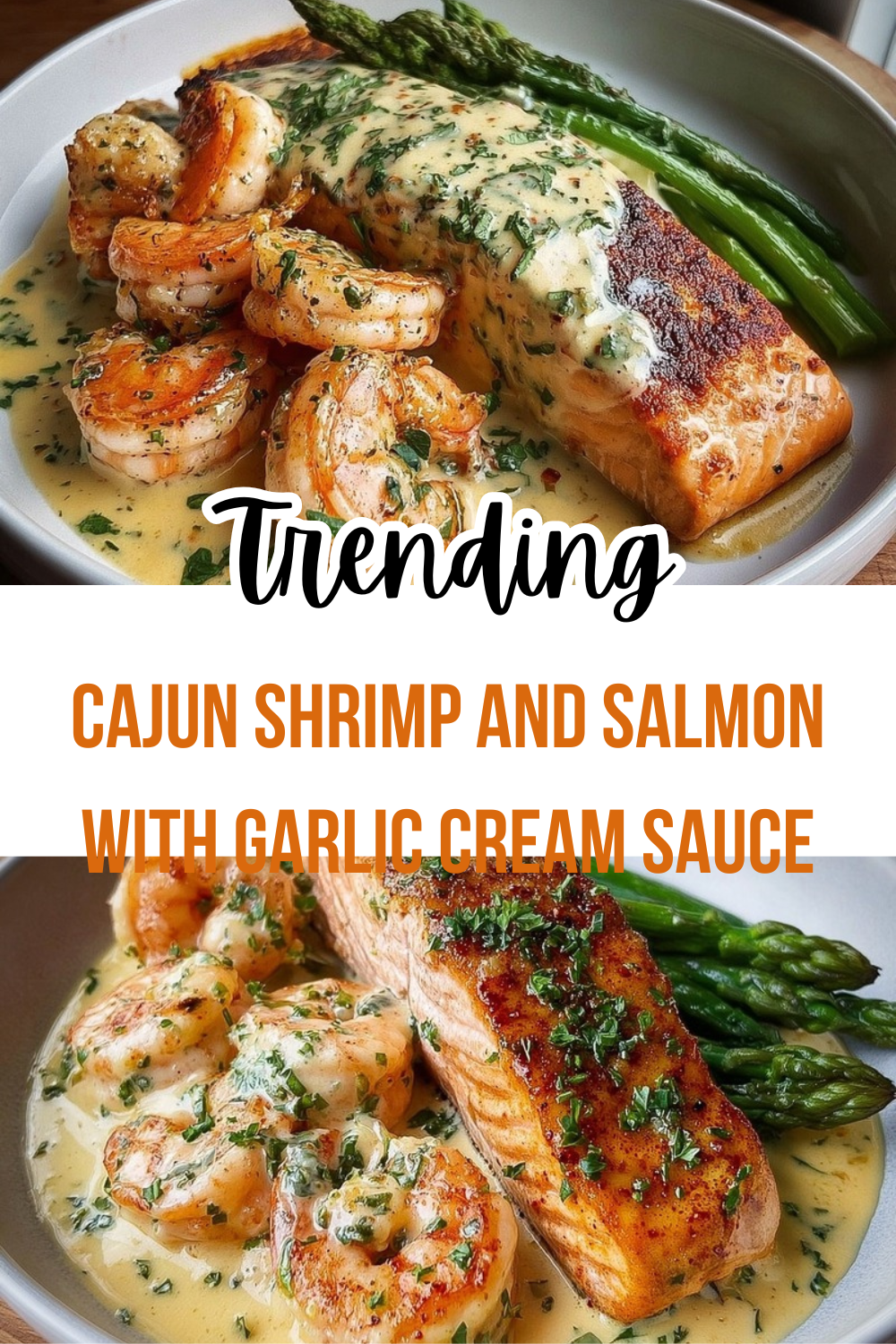 Cajun Shrimp And Salmon With Garlic Cream Sauce