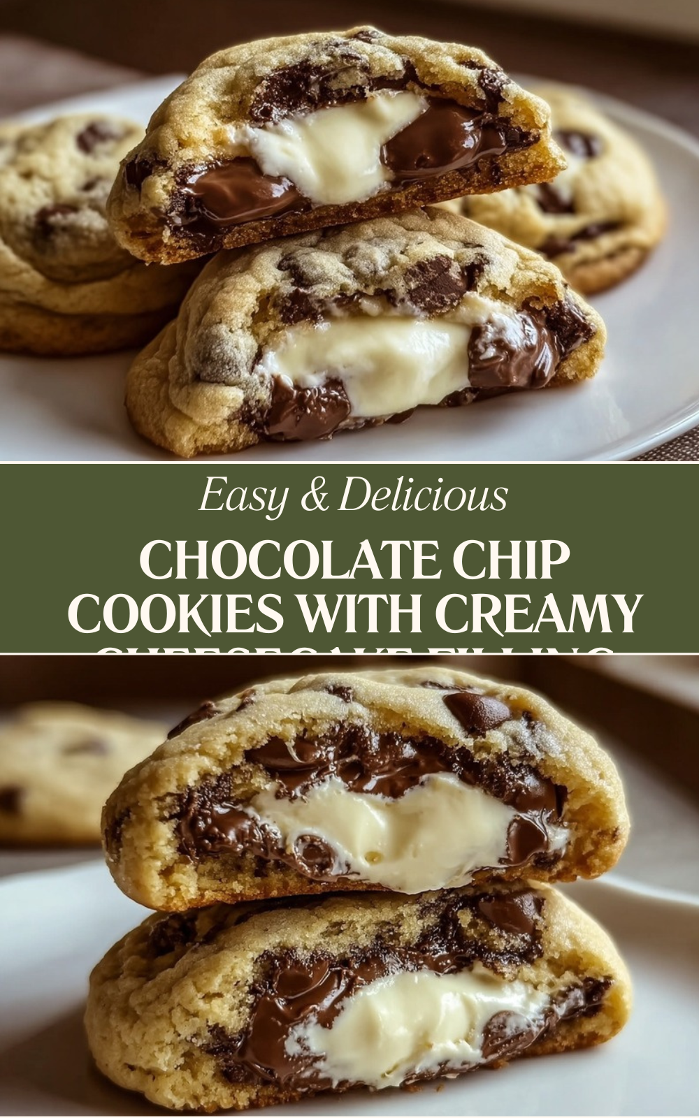 Chocolate Chip Cookies With Creamy Cheesecake Filling