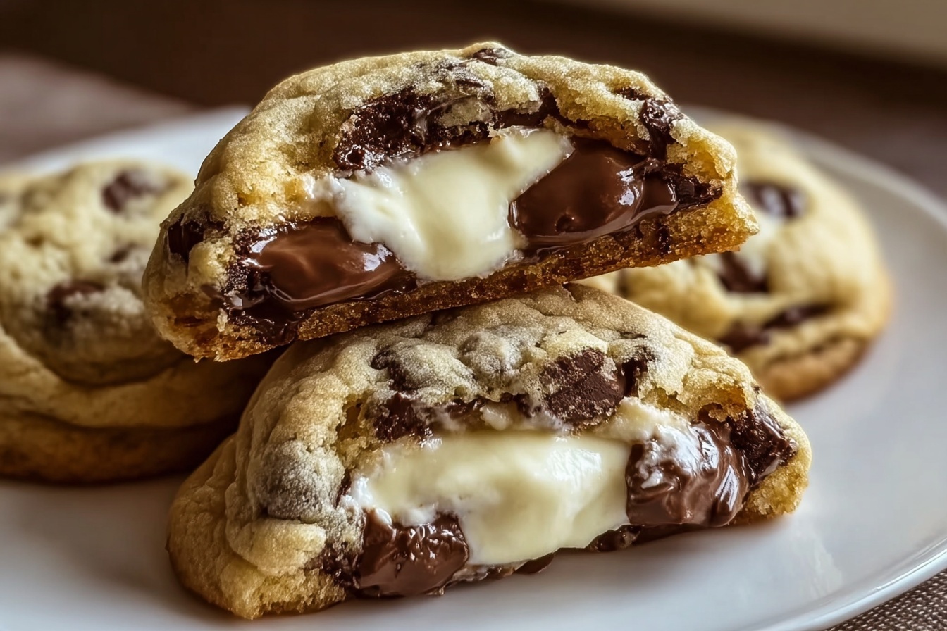 Chocolate Chip Cookies With Creamy Cheesecake Filling